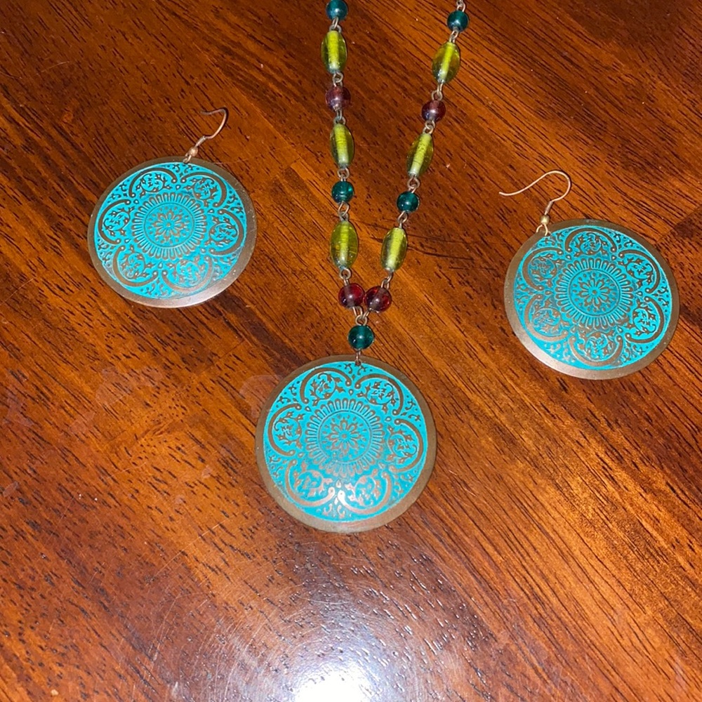 3 pc Indian patina necklace set
